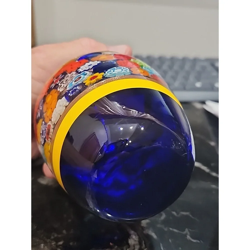 Ross Simons Blue Murano style glass bud‎ vase 4.5